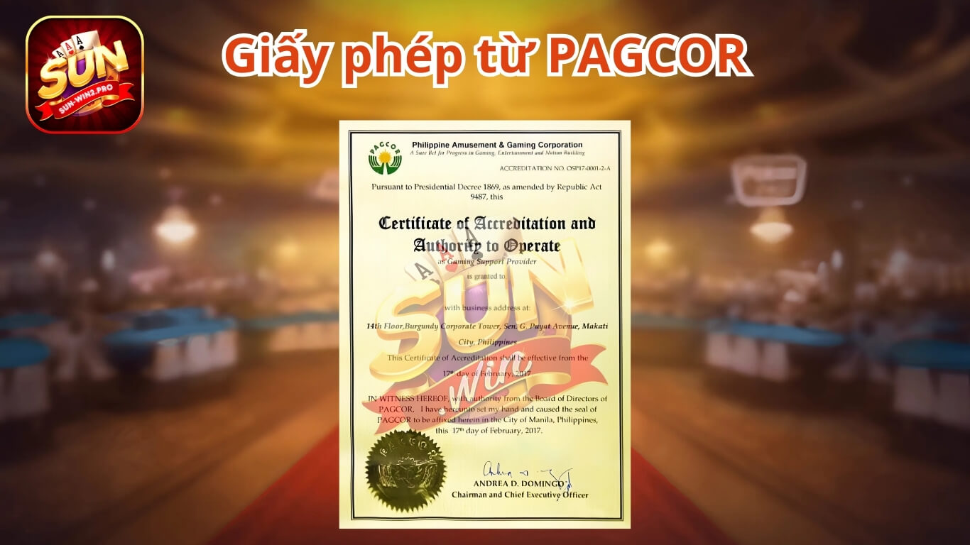 Giấy phép hoạt động PAGCOR